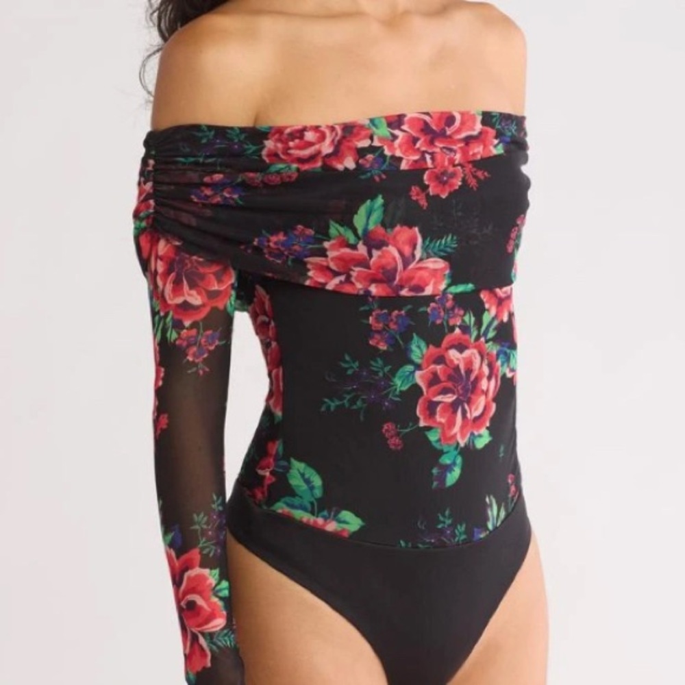 AFRM Black Floral Bodysuit